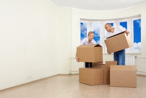 Moving truck and crew preparing for a move in Colyers