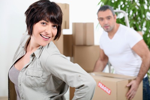 Packed boxes and furniture ready for a Colyers house move