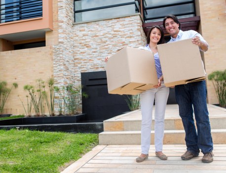 Family home moving day in Colyers with removal van outside